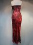 Wine Red Sweetheart Silk Hand Made Maxi Dress